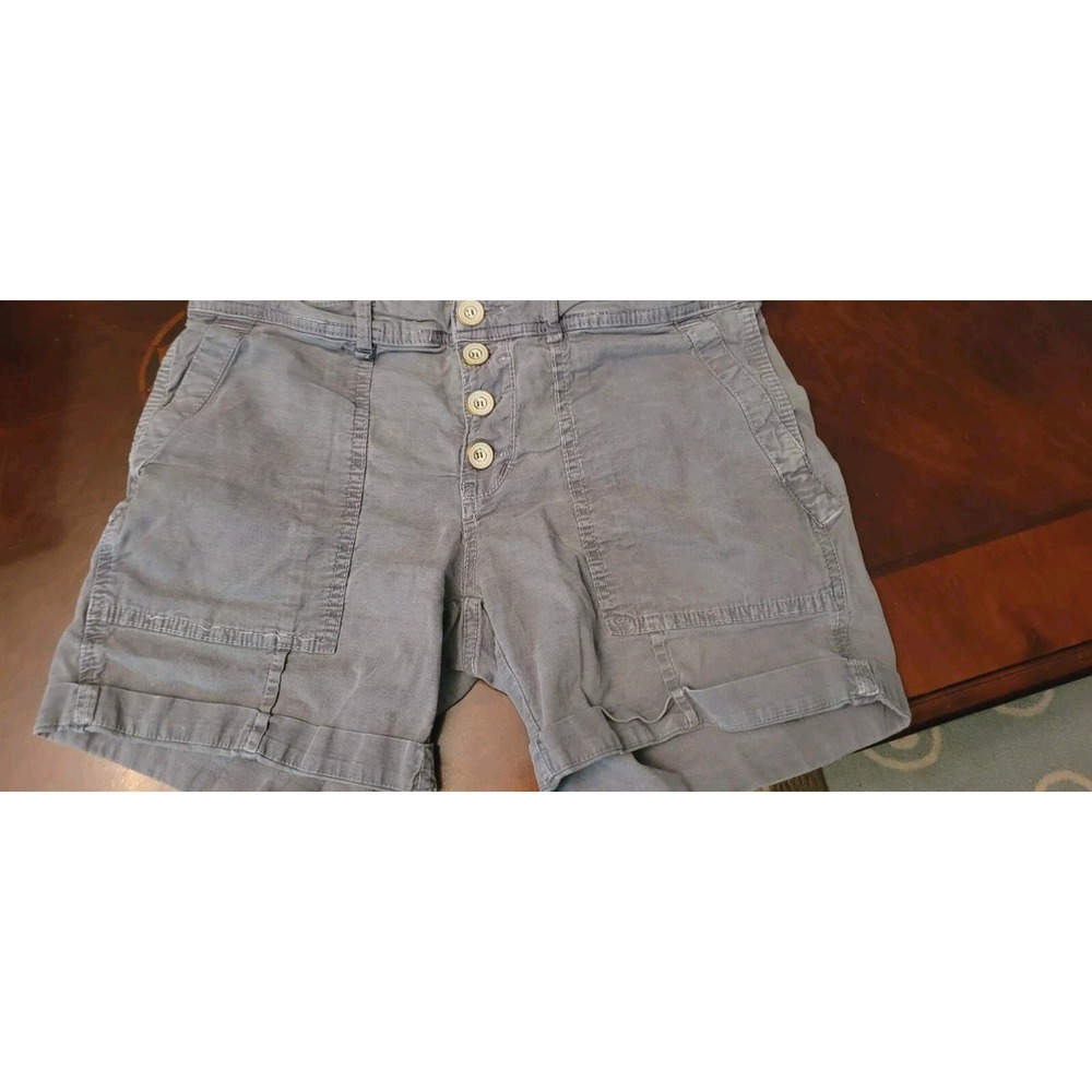 Preowned Anthropologie  Shorts Womens 26 Blue Gray Button Fly Shorts